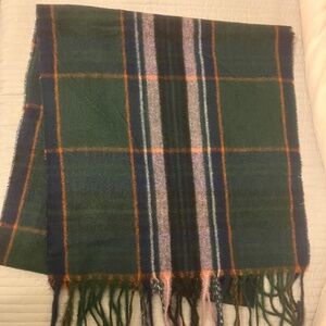NWT Style & Co. Scarf Dark Green, Blue, Purple Plaid Fringe Pattern 15"W x 68"L